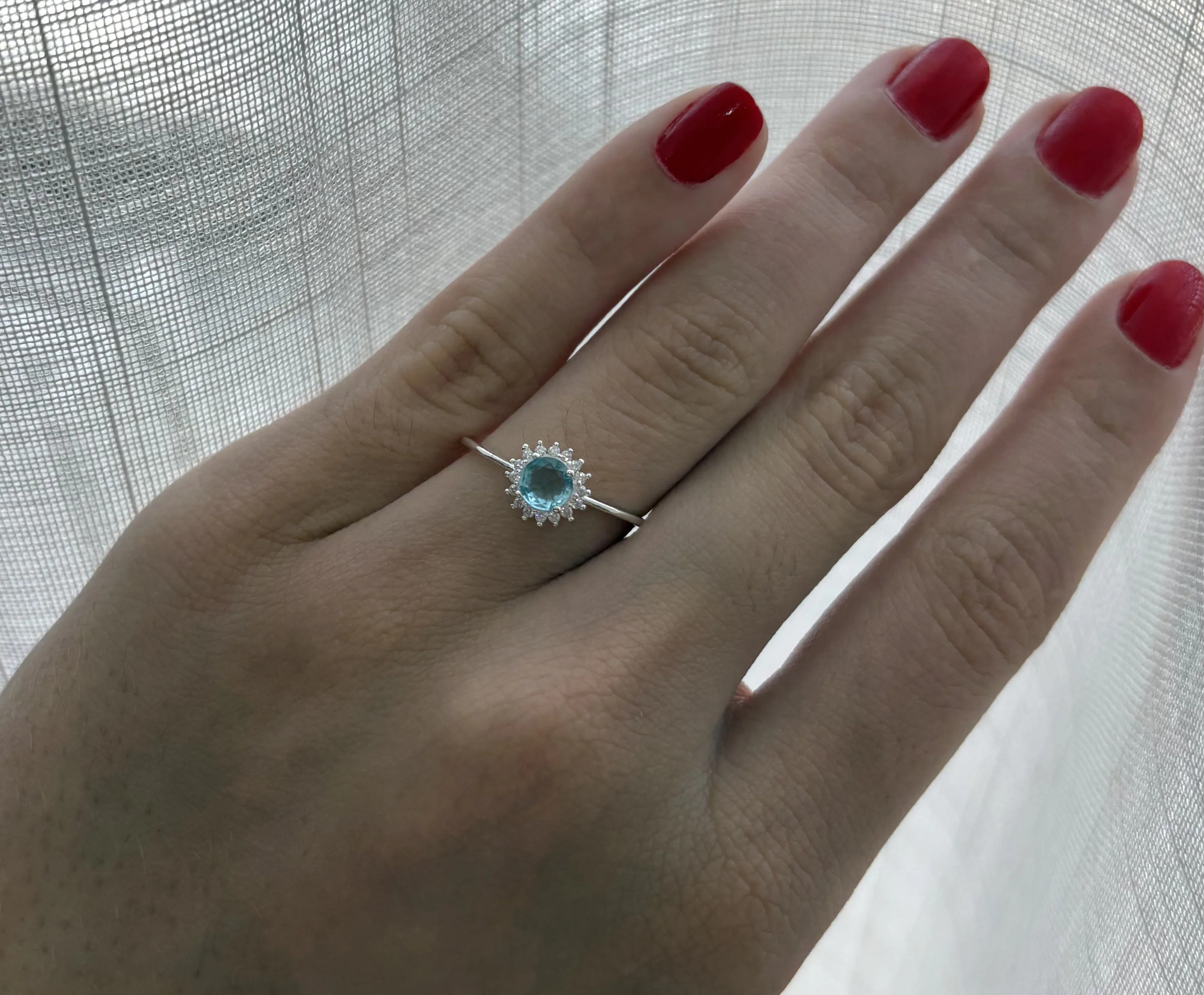 Anel zirconia azul